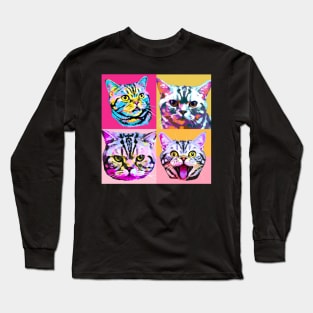 American Shorthair Pop Art - Cat Lover Gift Long Sleeve T-Shirt